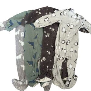 Lot Of 4 Baby Fleece Footie Pajamas Size 12 Months